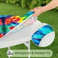 thumbnail image 5 of Vibrant Tie Dye Symmetry Round Fitted Tablecloth with Elastic Edge,Dining Table Cover Waterproof,Outdoor Round Tablecloth for Camping,Dining,Indoor and Outdoor, 5 of 7