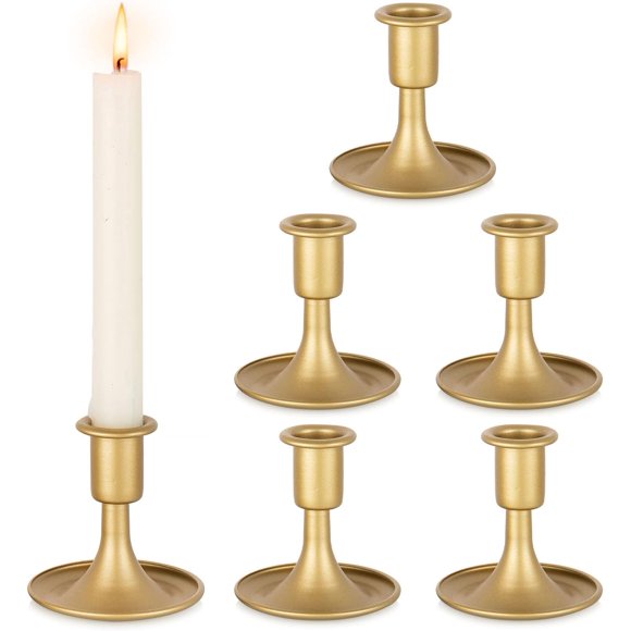 Inweder Gold Candle Holders: 6 Pcs Taper Candle Holders Metal Candle Holders for Wedding Centerpiece Party Chrismas Mantel Home Decor