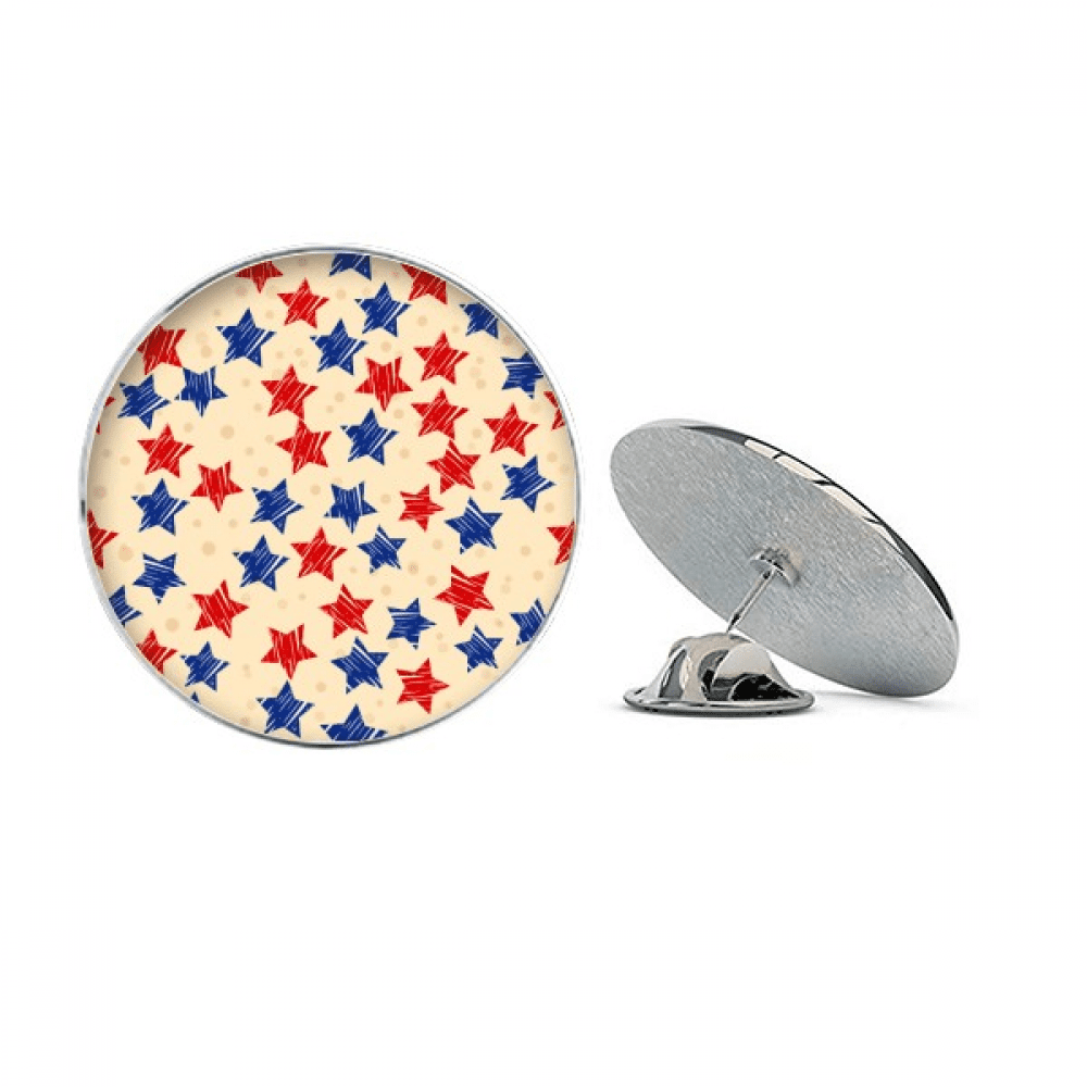 Red Blue Pentagram America Country Elements Round Metal Tack Hat Pin