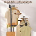 thumbnail image 4 of Clothes Rack, Double Rods Clothing Rack for Hanging Clothes, Metal Garment with Rolling Wheels, Portable Wardrobe Closet Coat, Bedroom, Laundry, Black, 4 of 4