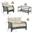 thumbnail image 3 of Gymax 4PCS Cushioned Patio Conversation Set Outdoor Rattan Furniture Set, 3 of 7