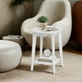 thumbnail image 2 of LEDREM Mid-Century 2 Tiers Accent Table, Square Side Table with Storage Shelf, 198lb Capacity, Sturdy End Table for Apartment, Dorm, Home Office, White, 2 of 5