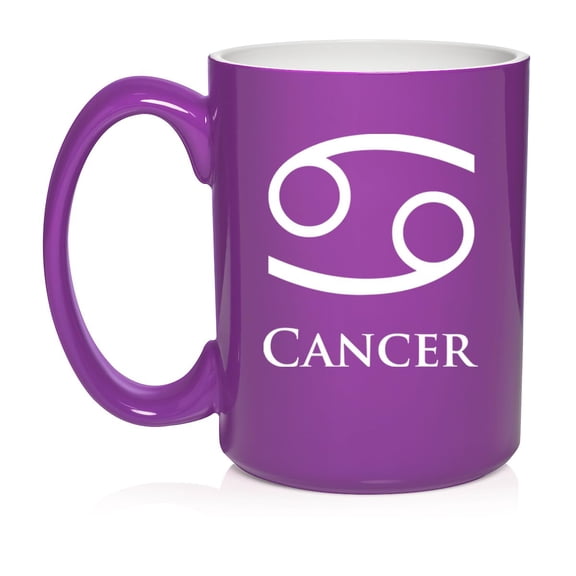 Cancer Zodiac Horoscope Ceramic Coffee Mug Tea Cup Gift (15oz Purple)