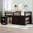 thumbnail image 2 of Full Size Loft Bed with Desk, Low Study Loft Bed with Storage Cabinet and Rolling Portable Desk, Full Size Loft Bed Frame, Bedroom Furniutre, Multiple Functions, No Box Spring Required, Expresso, 2 of 7