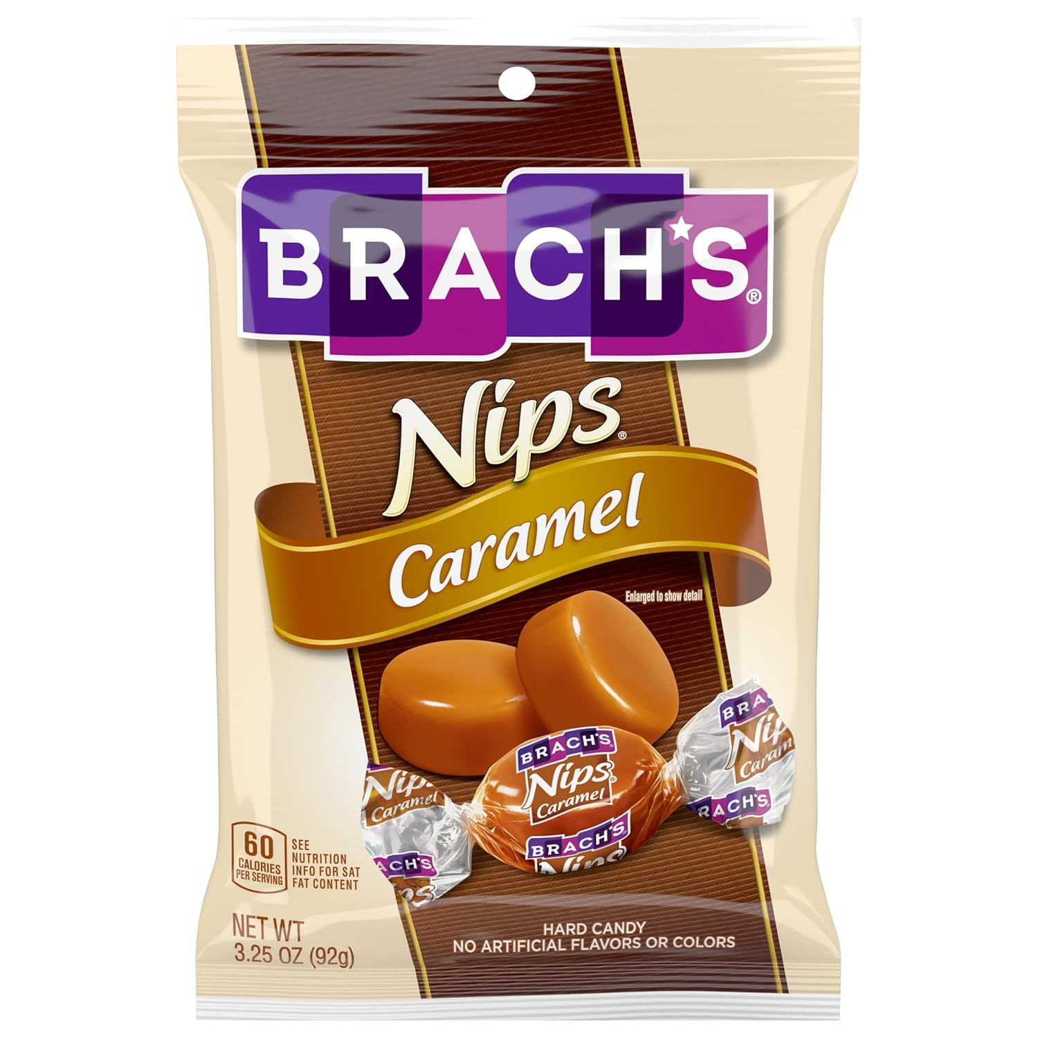 Brach's Nips Caramel Flavor Vegetarian Shelf-Stable Candy, 12 Count, 3.25 oz