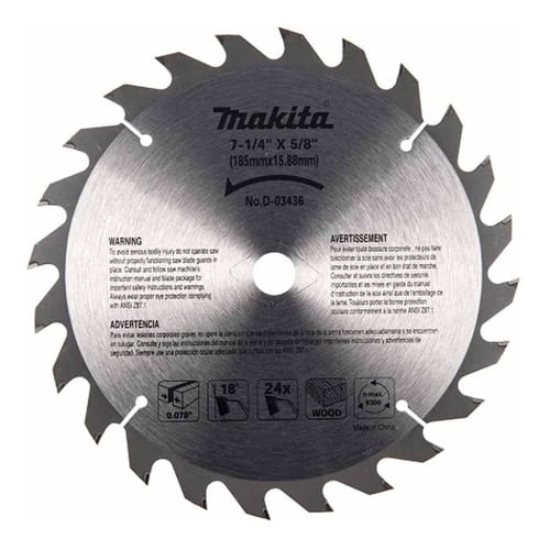 Disco Sierra Paramadera 7-1/4 5/8 24 Dientes Makita D03436 Makita D03436