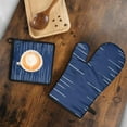 thumbnail image 5 of Blue and White Modern Art Geometric Kitchen Oven Mitt and Pot Holder Sets 2 Pcs for Baking, Cooking and Grilling, Heat Resistant Up To 392 °F, 5 of 7