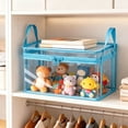 thumbnail image 6 of Large Clear Storage Bin with Zipper & Handles, Organizer for Bedding, Seasonal Clothes & Home Organization, Zippered Storage Totes Clear Storage Bags, Space Saving,Blue - 1pc, 6 of 10