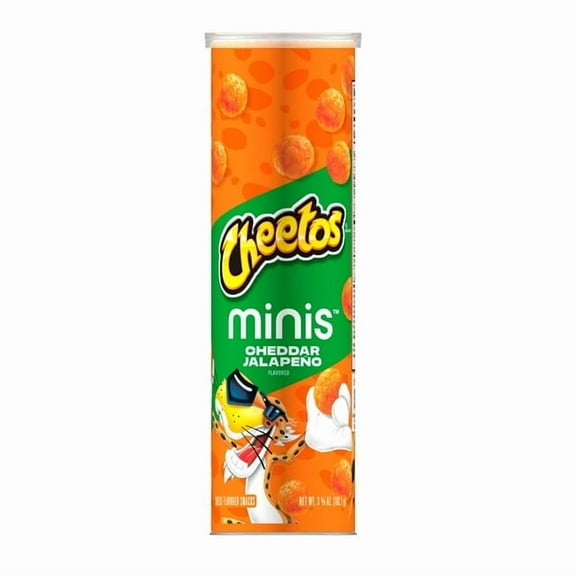 Cheetos Minis Cheddar Jalapeno Cheese Flavored Snacks, 3.625 Ounce Cannister(2 Packs)