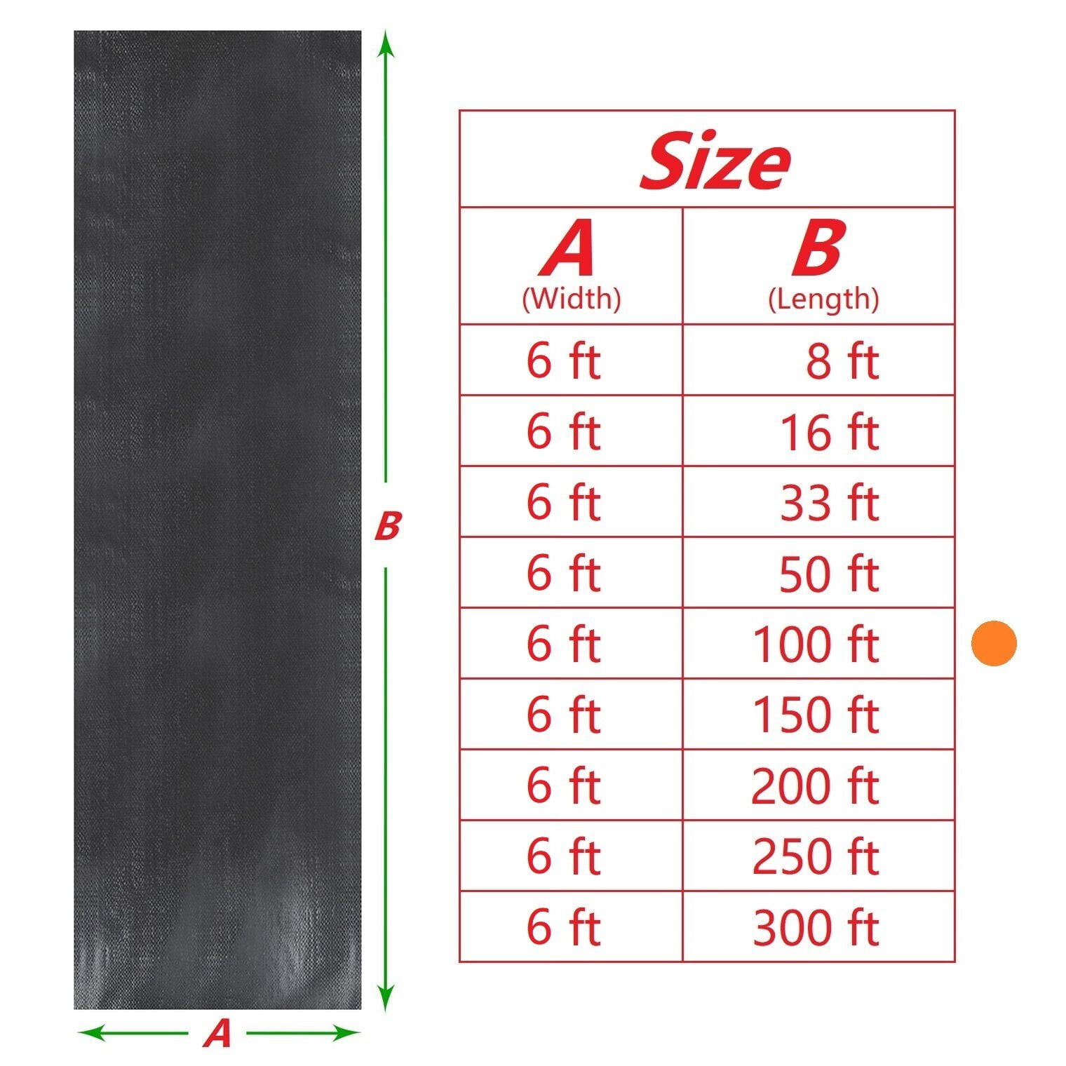 OTTULUR Garden Weed Barrier, Polyethylene (PE) Landscape Fabric, 6ft x 100ft
