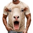 thumbnail image 2 of Men's Funny 3D Animal Print T-Shirt Novelty Crazy Sheep Graphic Tees Short Sleeve Crewneck Casual Summer Pullover Tops for Party and Daily Wear, 2 of 5