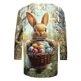 thumbnail image 5 of Yxbdin Plus Size Easter Egg Shirt for Women 3/4 Sleeve Cute Bunny Graphic Tee Funny Spring Eggs Printed Crew Neck T Shirts Brown M, 5 of 6