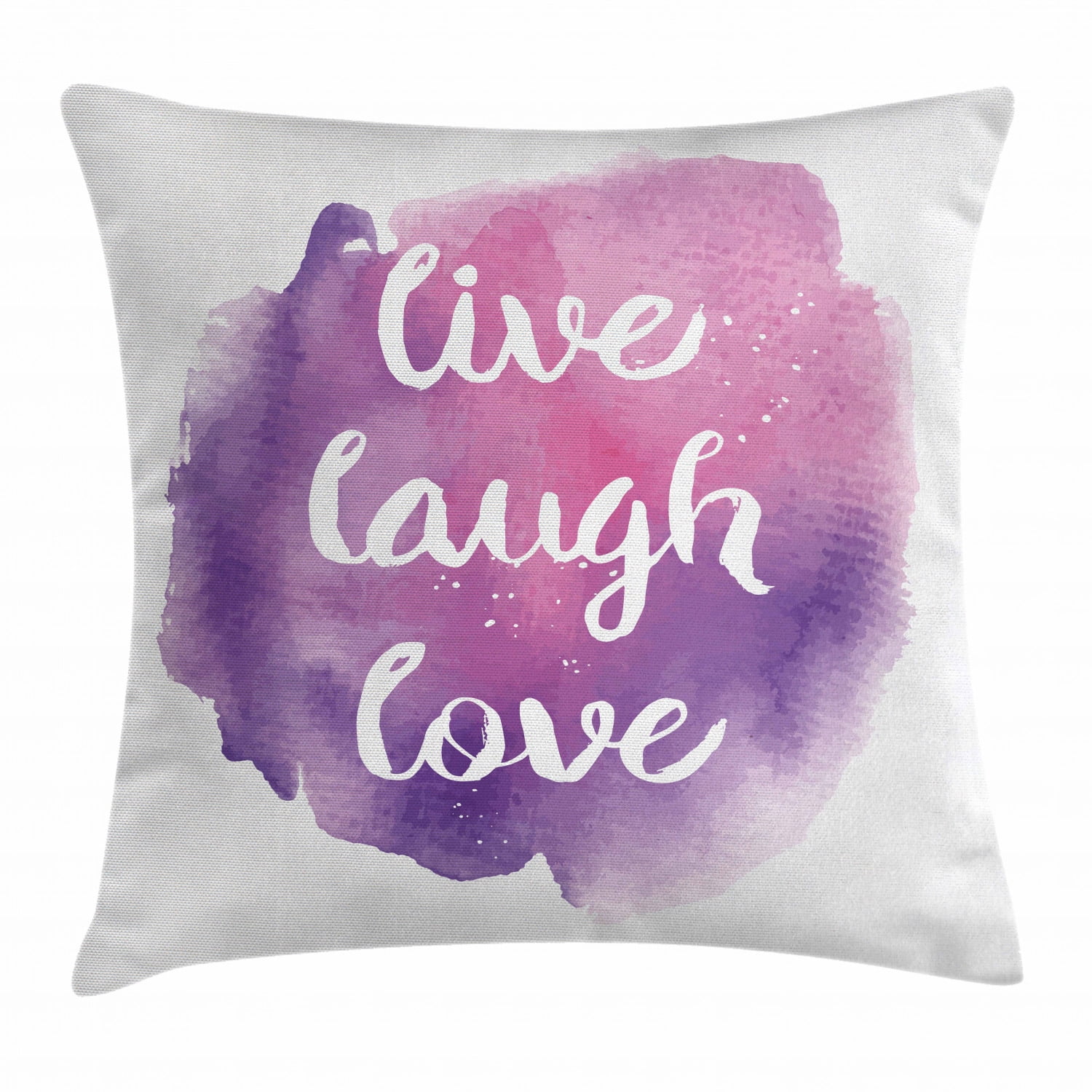 Live Laugh Love Decor Throw Pillow Cushion Cover, Wise Happy Life Message on Watercolor