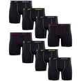 thumbnail image 1 of Reebok Men's Active Underwear - Sport Soft Performance Boxer Briefs (8 Pack), Size Large, All Black, 1 of 6