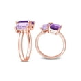 thumbnail image 2 of 3.10 Carat (Ctw) Amethyst and Pink Amethyst Octagon Ring in Rose Plated Sterling Silver for Women, 2 of 6