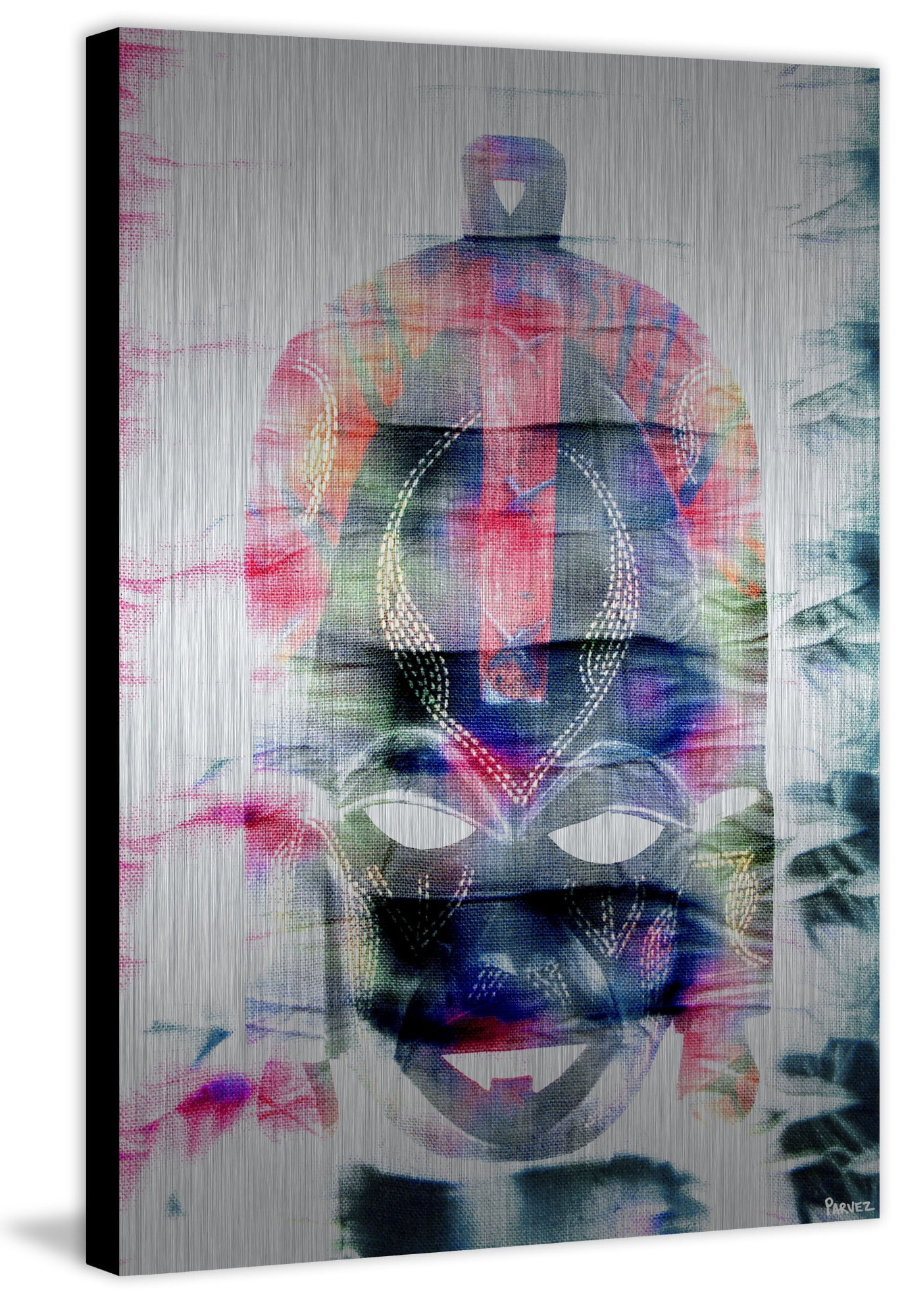 Parvez Taj "Black Tribal Mask" Print on Brushed Aluminum