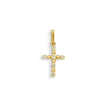 14k Yellow Gold CZ Children's Cross Pendant