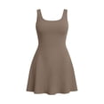 thumbnail image 5 of IWRICH Women's Athletic Dress with Built-In Shorts Workout Tennis Golf Active Wear U Neck A-Line Dresses Khaki M, 5 of 7