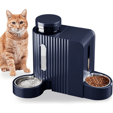 Nomipaw Cat Dog Feeder and Waterer Automatic Gravity Feeding - Two-in-One - 0.8 Gallon Each - Blue