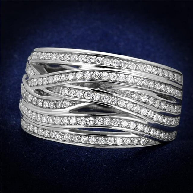 Bague en Argent Sterling 925 Rhodié pour Femmes avec AAA Grade CZ en Clair - Taille 5
