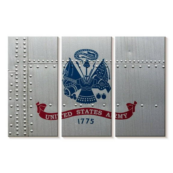 Elephant Stock United States Army Wall Art - Horizontal Multi Panel Canvas - Living Room Wall Decor - Military Multi Panel - Silver And Blue Decor - 23" x 14"