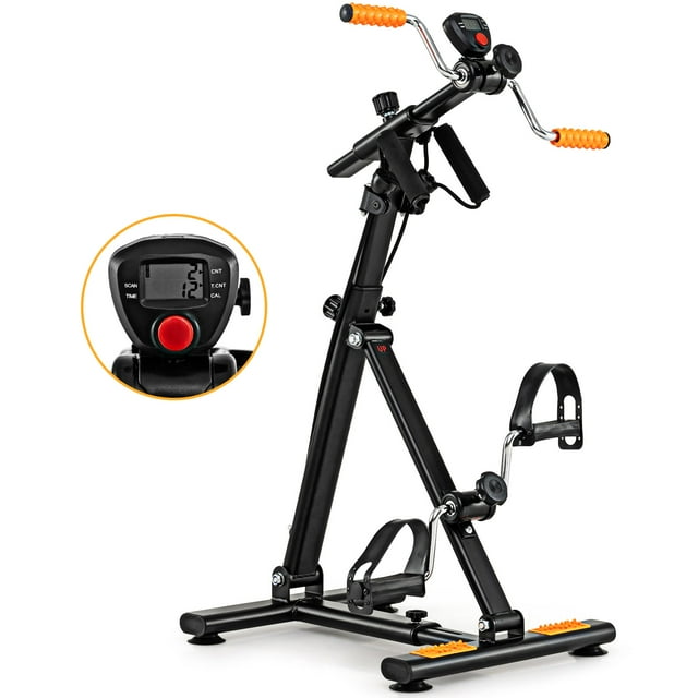Gymax Exercise Bike w/ Adjustable Resistance LCD Monitor Hands & Feet Massage