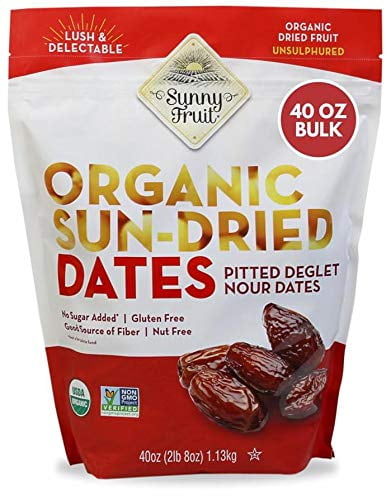 ORGANIC Pitted Dates (Deglet Nour) - Sunny Fruit 40oz Bulk Bag (2.5 lbs)