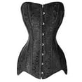 thumbnail image 4 of SRZYMJ Corset Top for Women Satin Floral Lace Up Bustier Overbust Strapless Body Shapewear Waist Trainer, 4 of 4