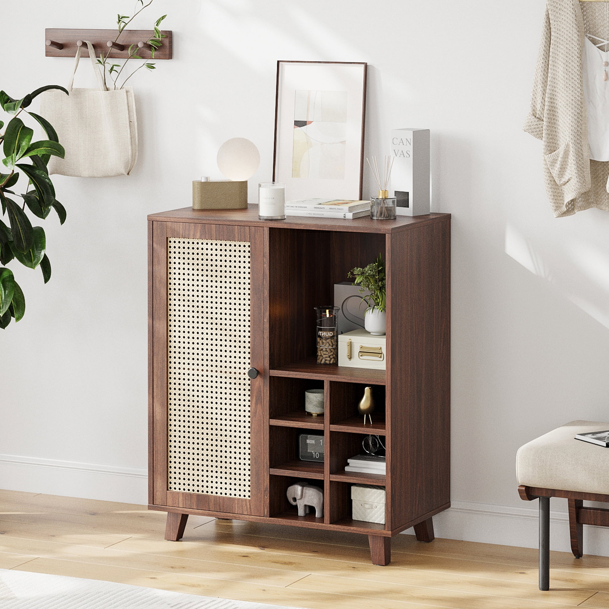 [TrumanPick ] 34 inch Sideboard Cabinet with Wine Racks, 2-Shelf Buffet Server for Living Room, Dining Room, Kitchen, and Home Bar