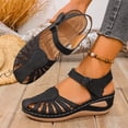 thumbnail image 4 of Women's Hollow Wedge Sandals Casual Summer Shoes,Fashion Comfortable Platform Design Breathable Outdoor Beach Vacation Daily Walking Footwear Black 6.5, 4 of 9