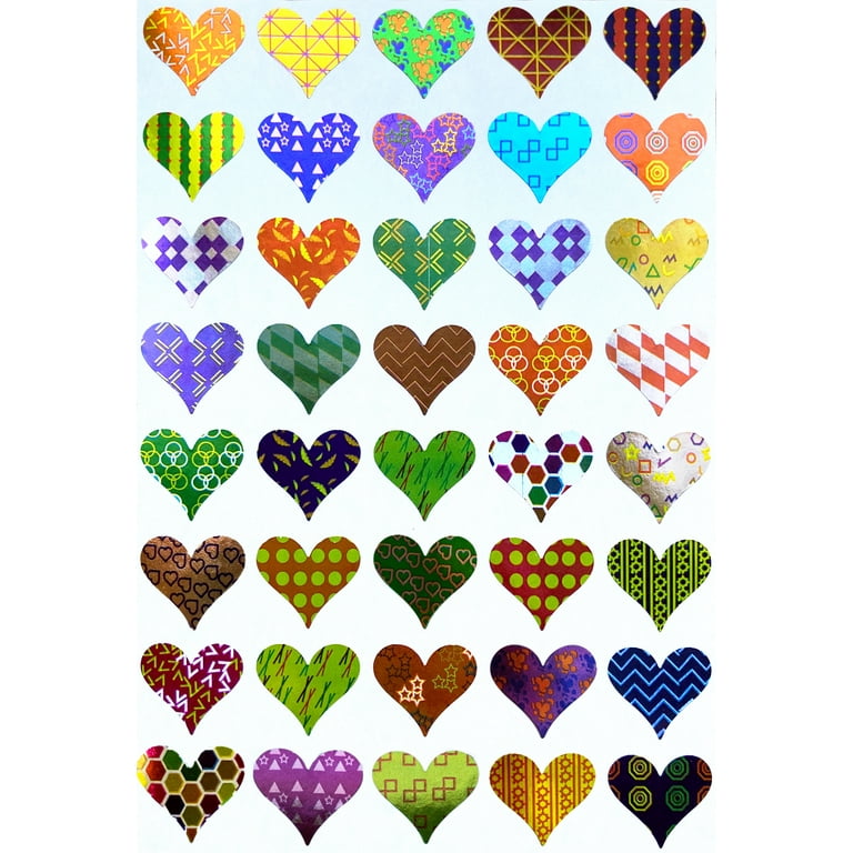 Royal Green Valentines Heart Stickers with Assorted Patterns Metallic  Sticker Hearts in Pink, Blue, Gold, Green, Purple Scrapbooking, Arts, and  Crafts