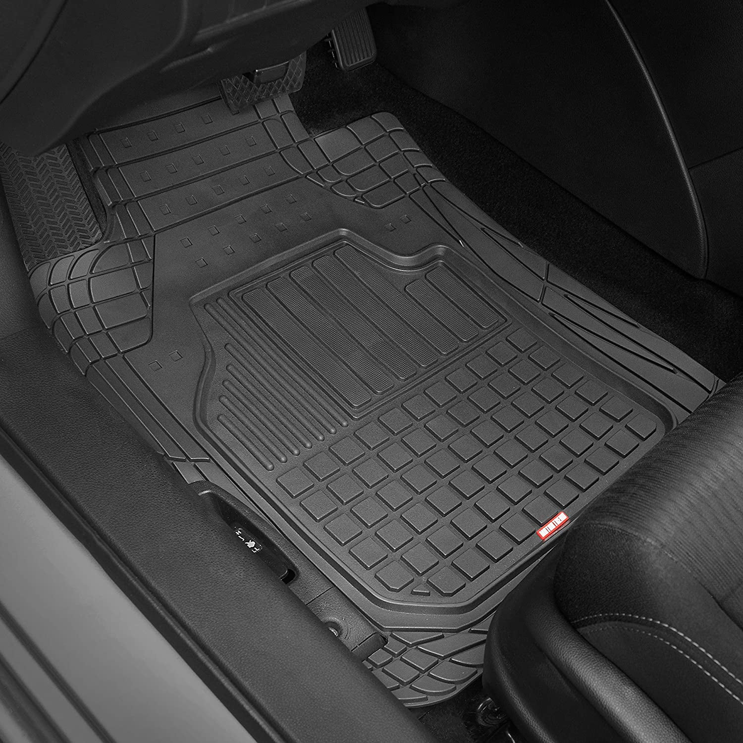 Motor Trend Flextough Semi-Custom Fit Car Floor Mats for Auto - Odorless Heavy Duty Rubber Floor Liners 4 Pieces Set - Trimmable (Black) (MT190)