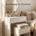 thumbnail image 2 of White Vanity Stool with Drawer, Makeup Chair for Vanity Desk, Small Space Storage Seat, Multifunctional Bedroom Dressing Table Stool, 2 of 7