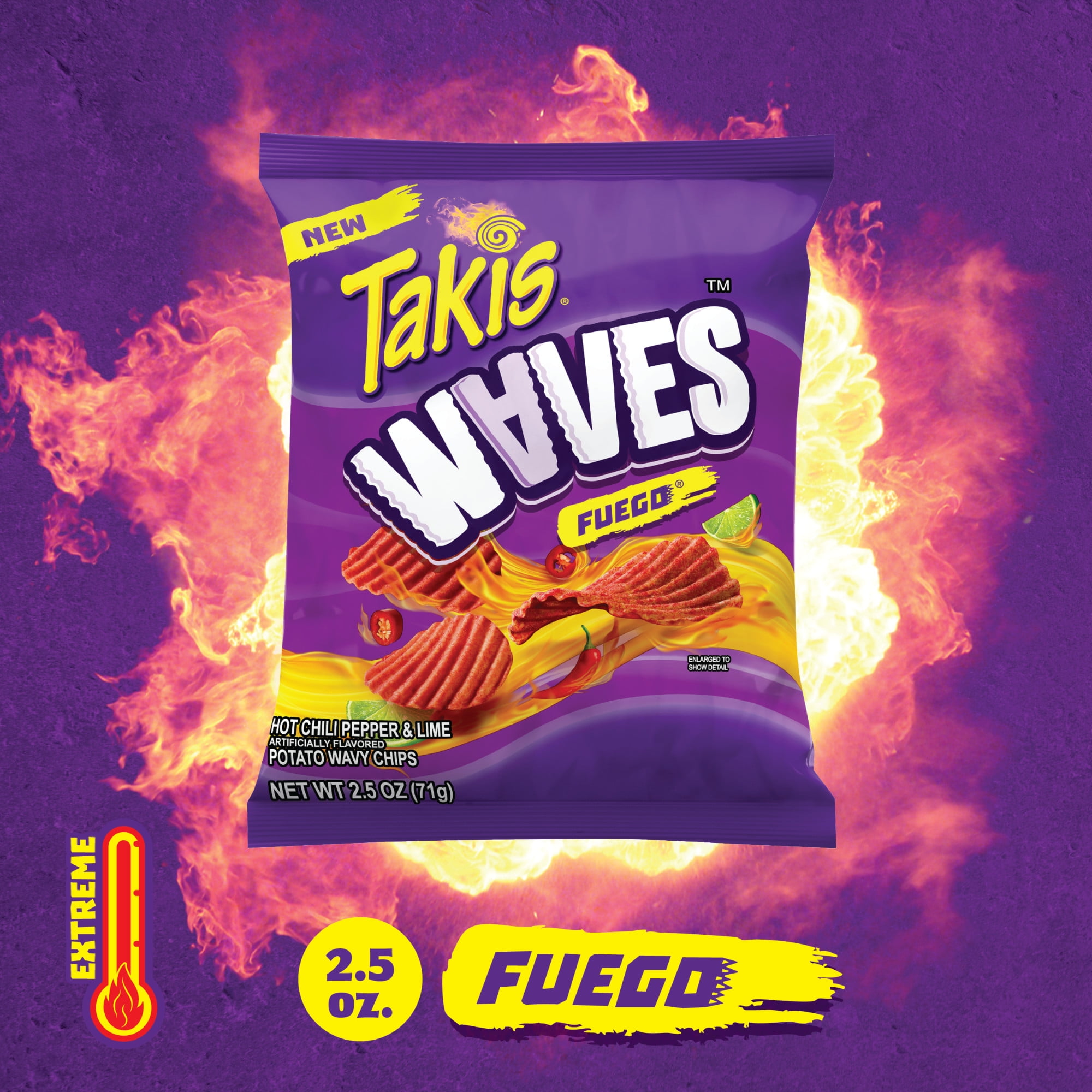 Buy Takis Waves Fuego, Hot Chili Pepper and Lime Artificially Flavored