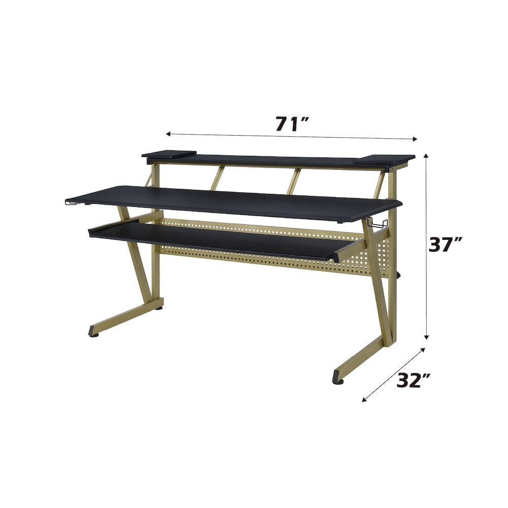ACME Saida MDF Wood and Metal Rectangular Music Desk in Black and