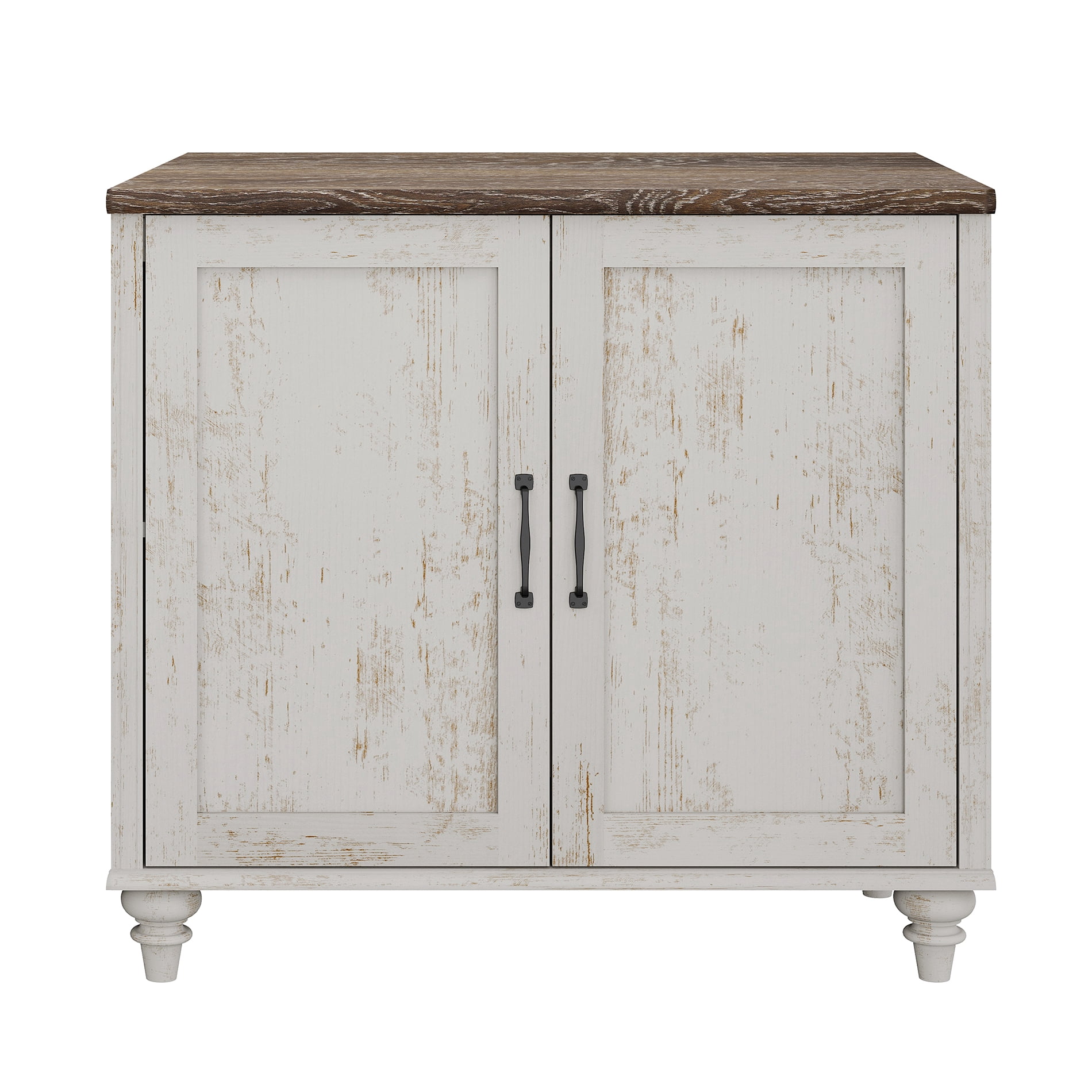 72.1"H × 33.9"W Large Farmhouse Wooden Bookcase with Glass Doors & Shelves, Storage Cabinet Bookcase for Living Room, Bedroom, Home Office & Kitchen, Rustic white