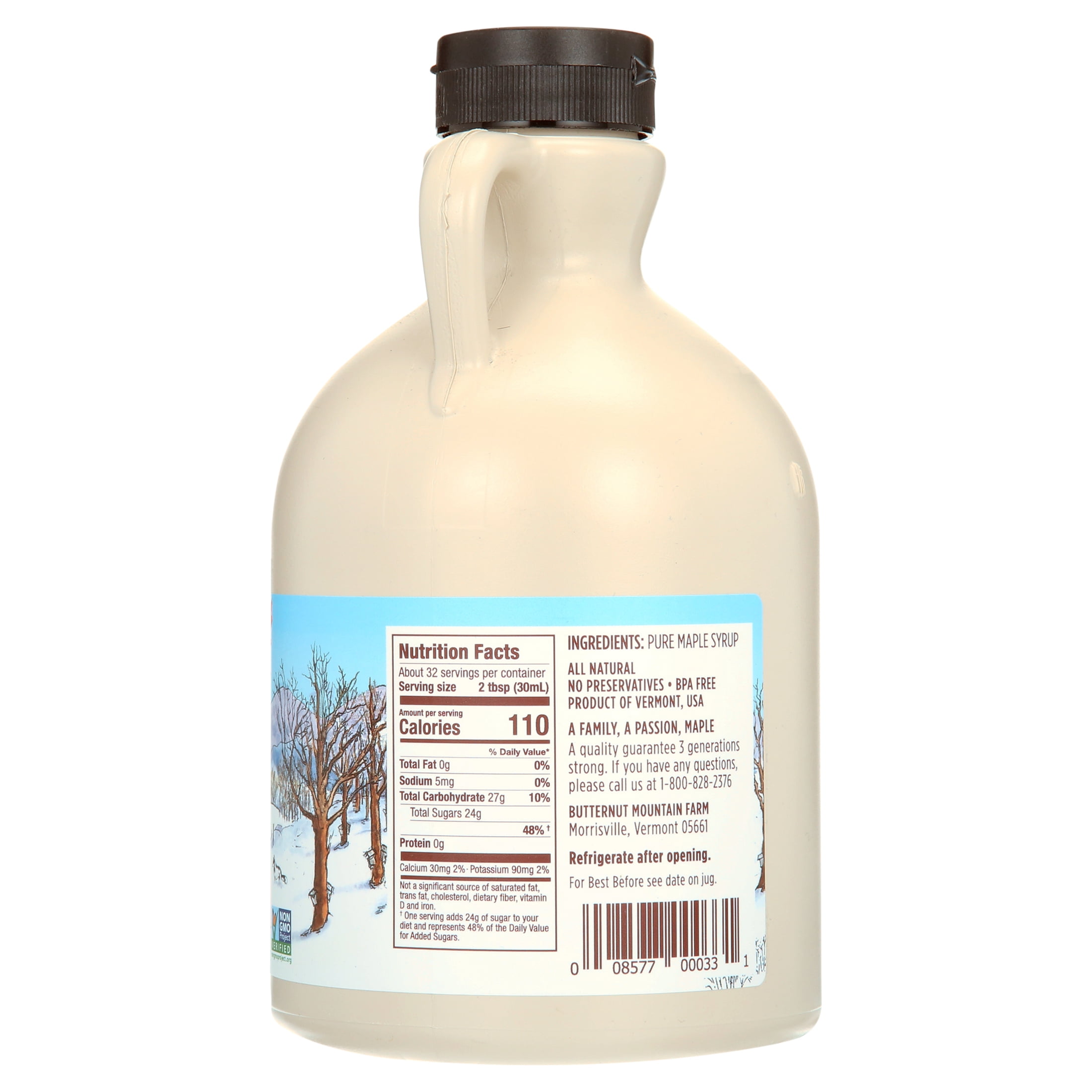 Butternut Mountain Farm Vermont Maple Syrup, Dark Color & Robust Taste, 100% Pure, 32 fl oz, Allergen-Free