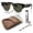 Polished Black on Gold Frame | G-15 Green Lens, variant on RB0316S MEGA CLUBMASTER Square Shaped Non-Polarized Sunglasses for Men & Women - Includes Official RAYBAN Eyewear Kit - Ideal Formal & Casual Wear Sunglasses - G-15 Green Lens