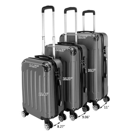 3Pcs Luggage Set PC+ABS Trolley Spinner 20/24/28 Suitcase Travel Bags Hard Shell (Best Luggage For Suits)