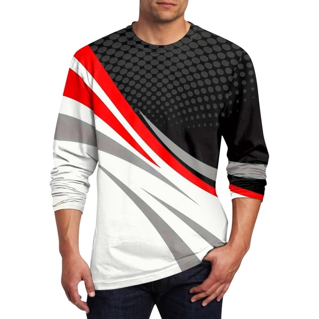 Blusas y camisas de manga larga y cuello redondo para hombre, estilo casual, estampado, cuello redondo, manga corta, poliéster