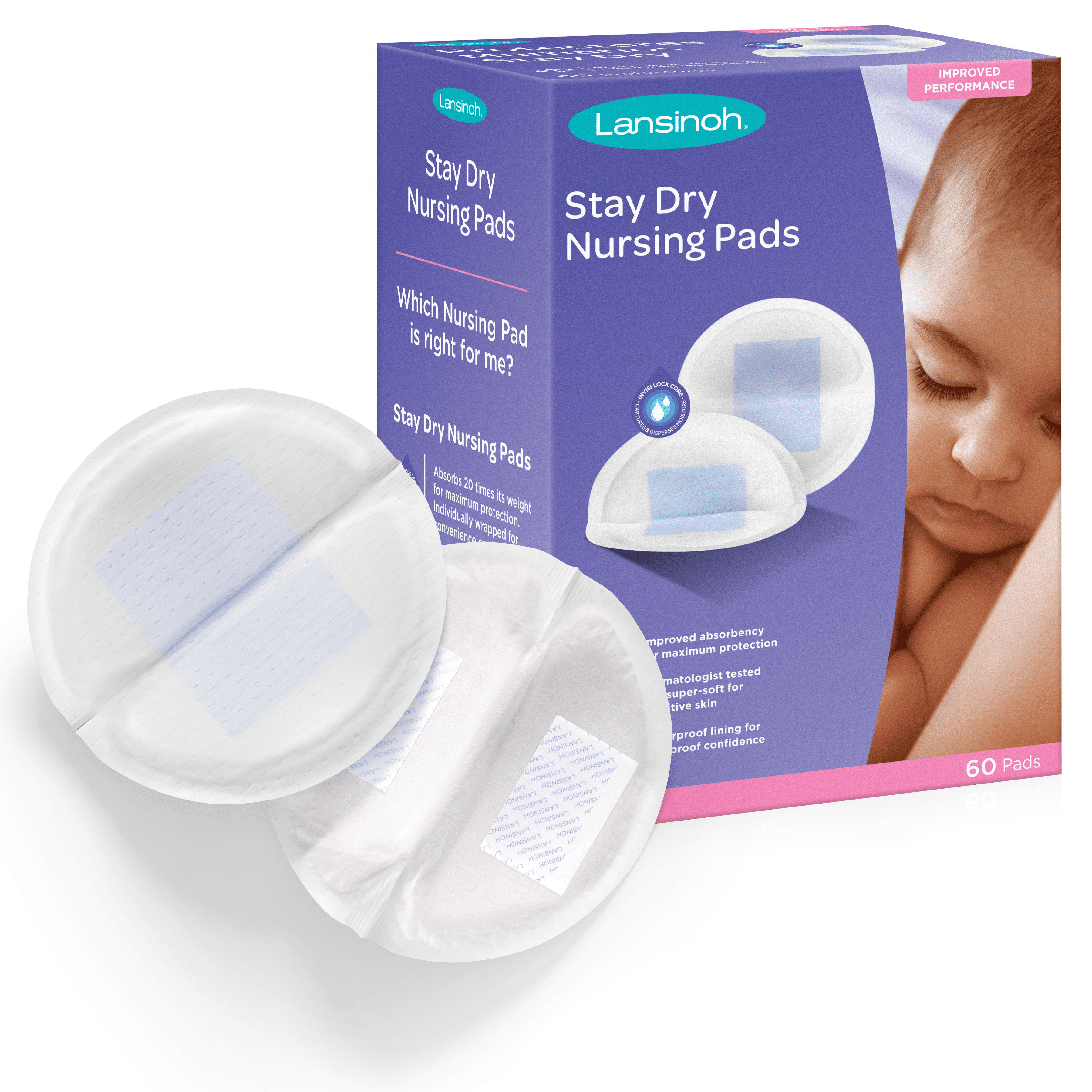 Lansinoh Pack of 60 Disposable Nursing Breast Pads Individually Wrapped