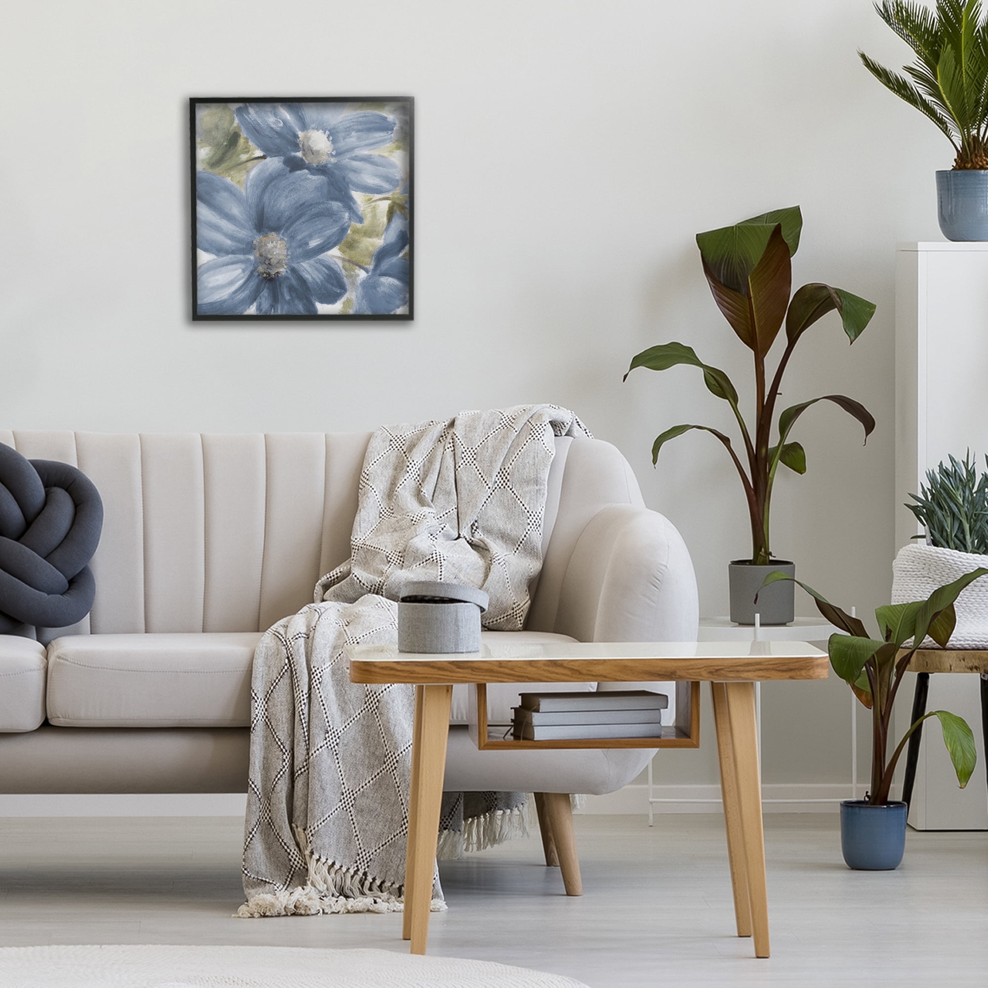 Stupell Industries Walk In Beauty Blue Flowers Black Framed Giclee Art, design by Lanie Loreth