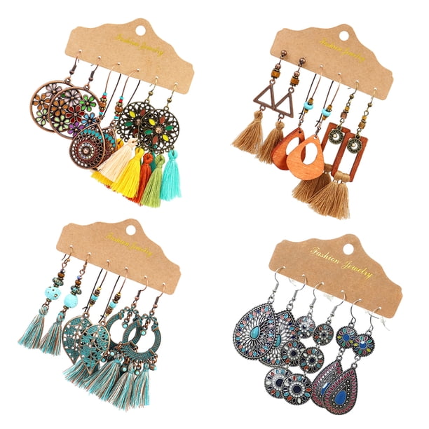 Minnieouse Pendientes colgantes geométricos bohemios, estilo étnico Vintage, aleación multicapa, pendiente de gota tejido a mano, gancho para la oreja, Ropa, zapatos y accesorios Miscelánea Minnieouse AP005681-00
