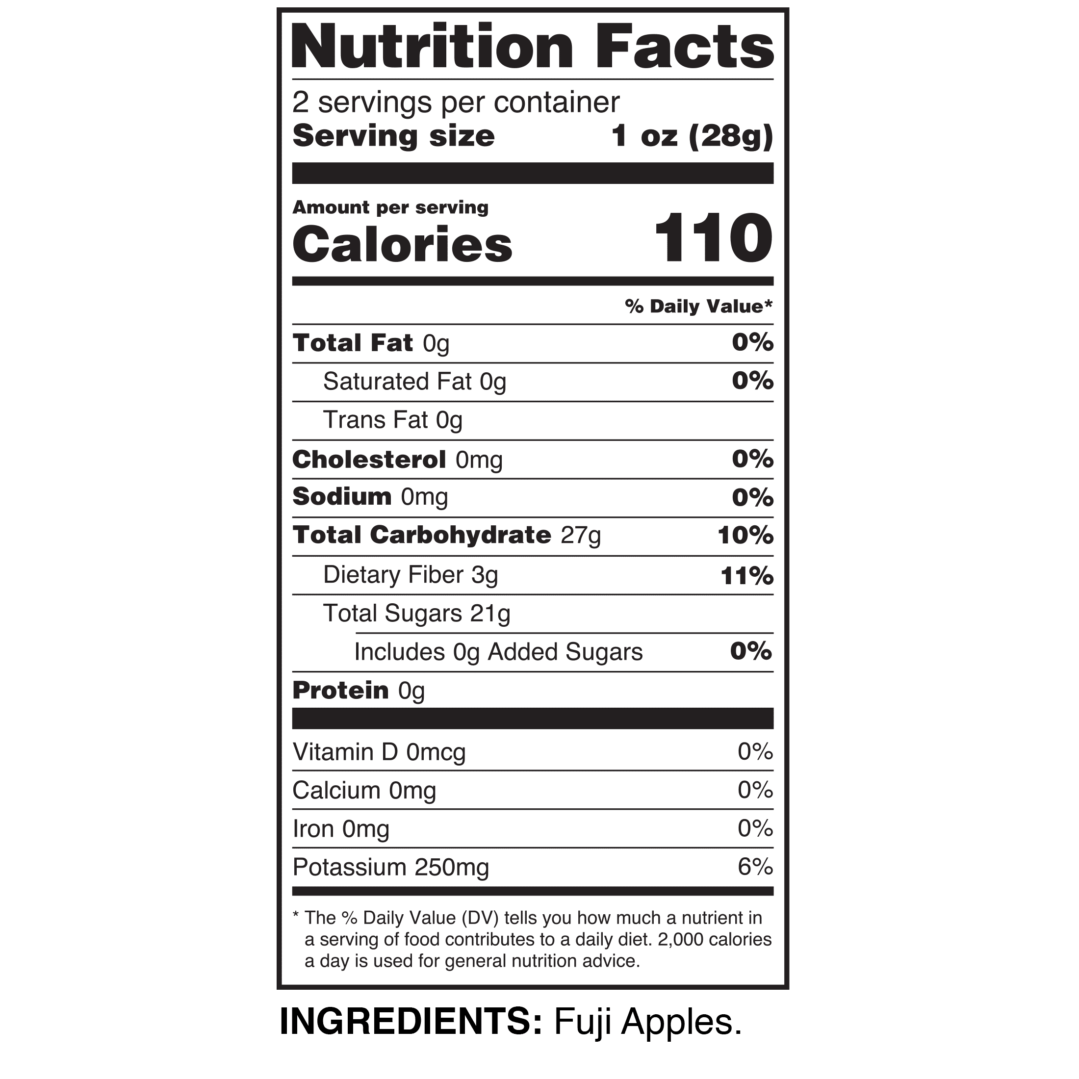 (6 pack) Great Value Freeze Dried Fuji Apple Fruit Crisps, 2 oz