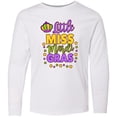 thumbnail image 3 of Inktastic Little Miss Mardi Gras with Crown and Dots Long Sleeve Youth T-Shirt, 3 of 5