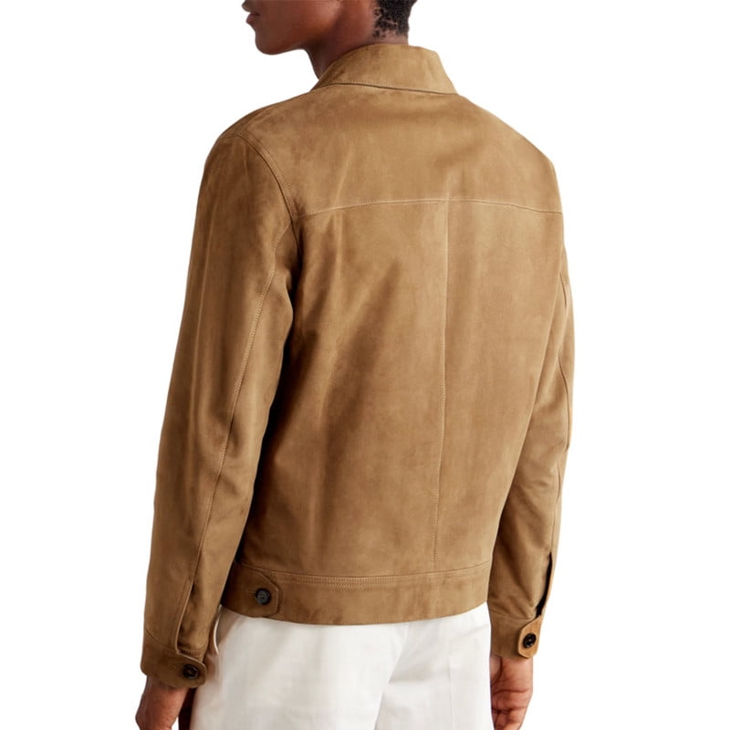 Men's Stylish Beige 100% Genuine Suede Leather Lightweight Soft Satin lining Jackets for Men - XXL Size