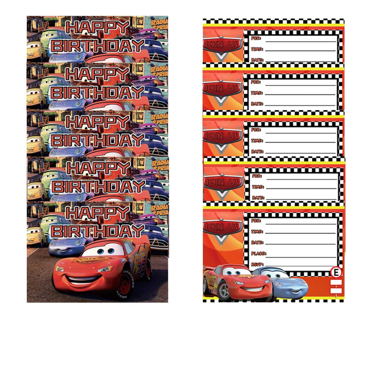Cars McQueen Invite Invitations Cards Stock Bulk Birthday Fill-in Party  Supplies Decorations, image size:1200x1200