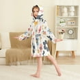 thumbnail image 4 of FORMRS Niños Bathrobe Unisex Hooded Robe Soft Plush Pajamas Sleepwear, Size 10-12T, Beige Retro Flower, 4 of 7