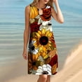 thumbnail image 5 of Viikei Womens Dresses Plus Size,Elegant Short Sleeve Dress for Women,Women's Round Neck Sleeveless Gradient Tie Dyed Beach Dress Yellow L, 5 of 6