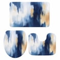 thumbnail image 2 of Abstract Watercolor Graffiti Art Bathroom Rugs Set Blue Gold Gradient Non Slip Absorbent Soft Bath Mats 3 Piece Set with Bathroom Rug, U-Shaped Floor Mat, Toilet Seat Cover Large Size, 2 of 9
